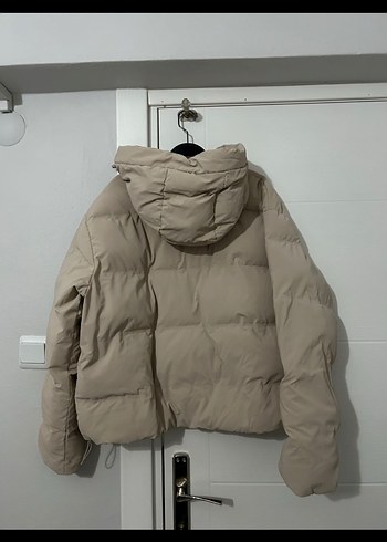 Zara Bej Kadın Şişme Kaban, Yüksek Yaka, Midi Boy - Görsel 5