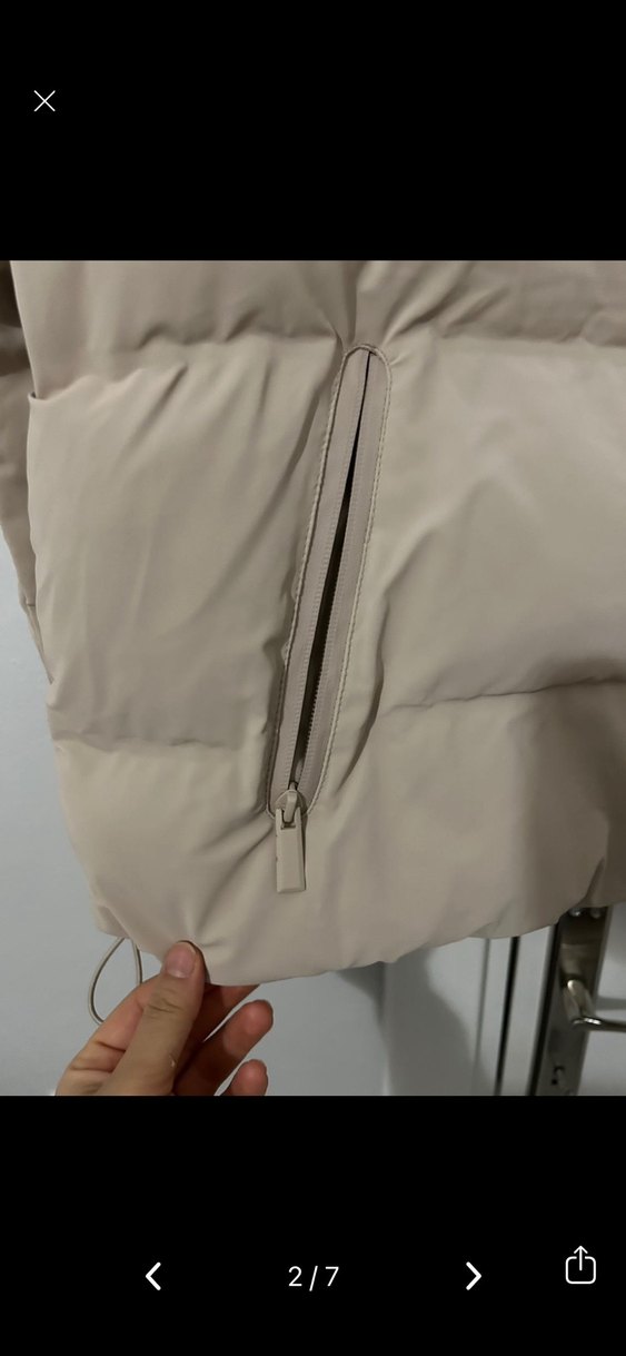 Zara Bej Kadın Şişme Kaban, Yüksek Yaka, Midi Boy - Görsel 2