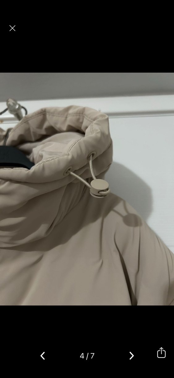 Zara Bej Kadın Şişme Kaban, Yüksek Yaka, Midi Boy - Görsel 4