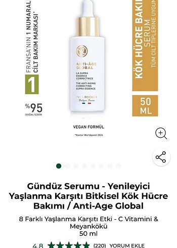 Yves Rocher Yves Rocher Anti-Age globak gündüz serumu 50 ml