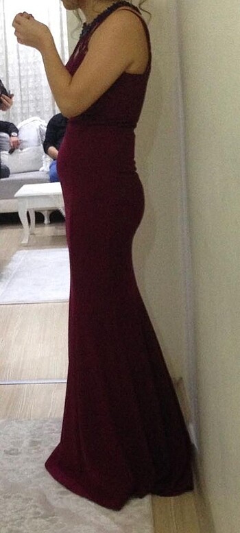 38 Beden Bordo uzun abiye