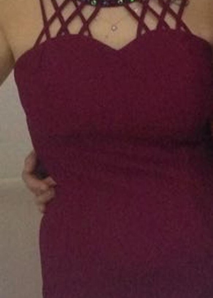 Bordo uzun abiye - Görsel 4