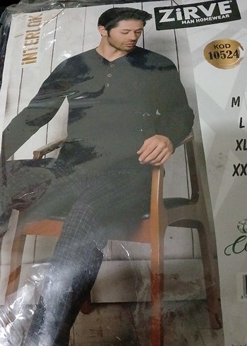 Erkek Siyah Uzun Kollu Pamuklu Pijama Takımı - Görsel 4