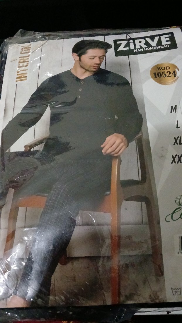 Erkek Siyah Uzun Kollu Pamuklu Pijama Takımı - Görsel 4