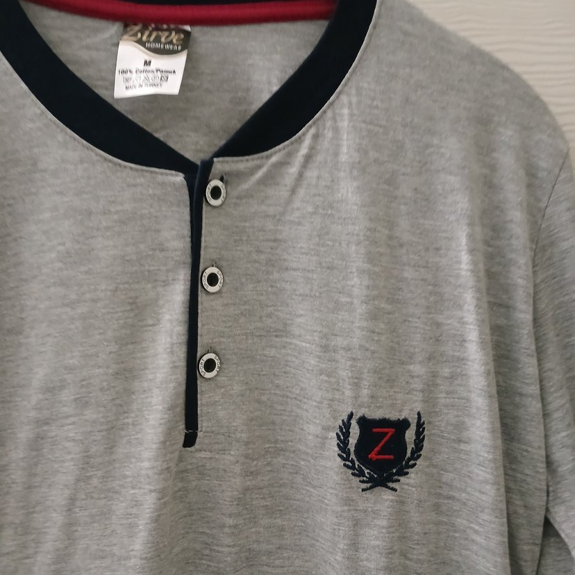 Düğmeli Gri Erkek Pijama Takımı - Görsel 3