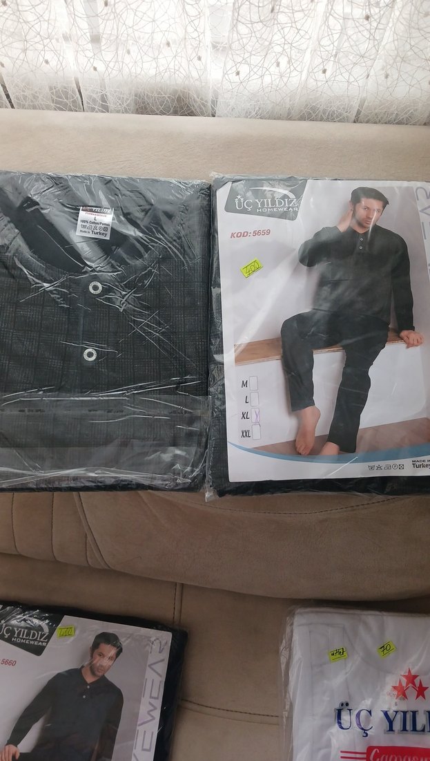 Düğmeli Siyah Erkek Pijama Takımı - Görsel 5