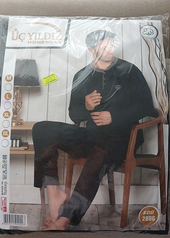 Üç Yıldız Siyah Erkek Pijama Takımı - Görsel 3