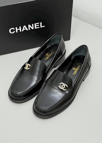 39 Beden Siyah Deri Chanel Tokalı Kadın Loafer