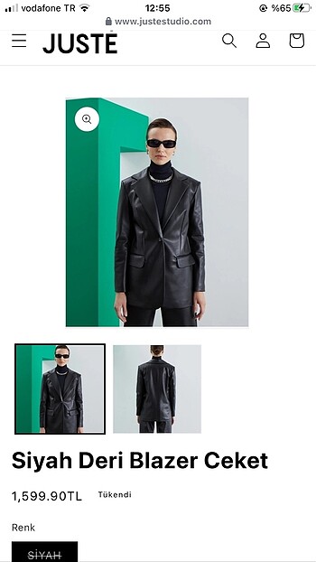 Siyah deri blazer