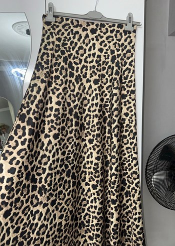 Kahverengi Leopar Desenli Uzun Kadın Etek