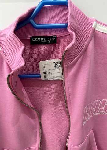 Etiketli Pembe Fermuarlı Yüksek Yakalı Kadın Eşofman Üstü - Görsel 5