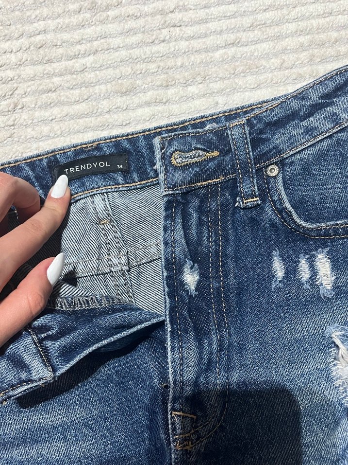 Kadın mavi Mini Denim Şort - Görsel 4