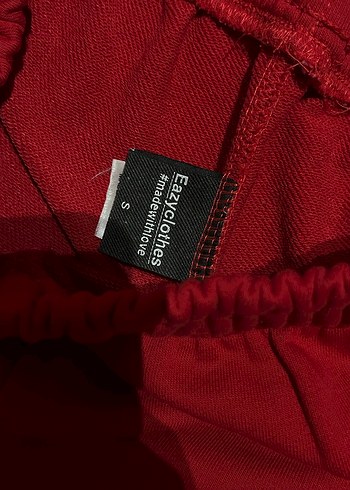 Kırmızı Rahat Kesim Kadın Eşofman Altı - Görsel 6