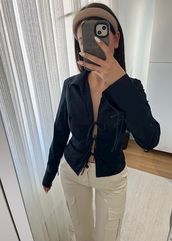 Bershka Bağlamalı Kadın Bluz gömlek - Görsel 2