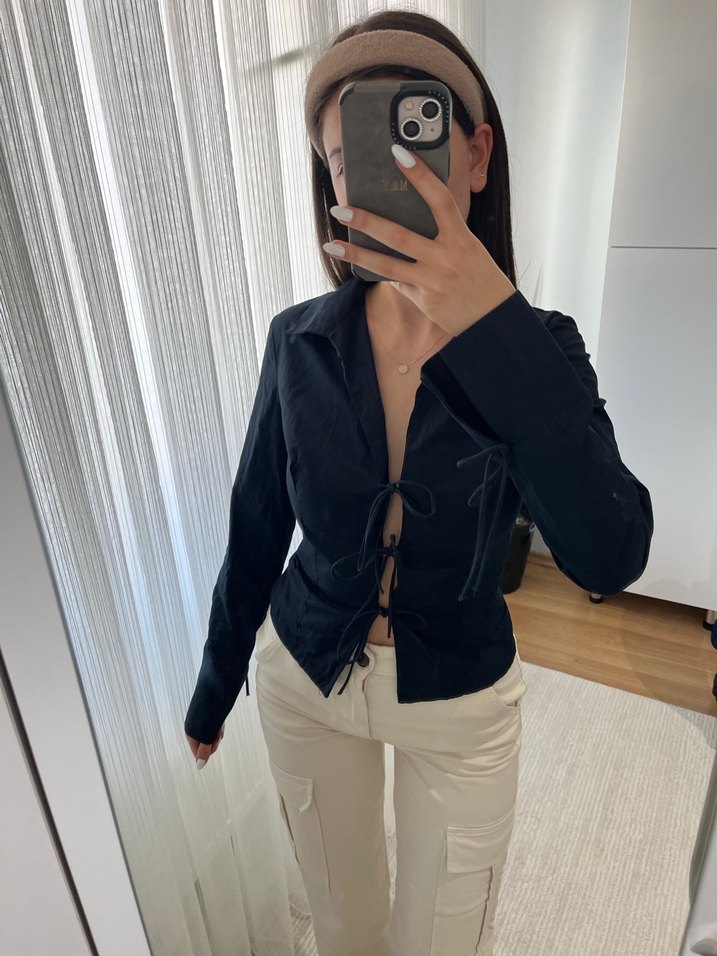 Bershka Bağlamalı Kadın Bluz gömlek - Görsel 2