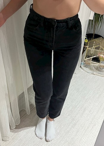 Siyah Midi Boy Dar Kesim Kadın Kot Pantolon - Görsel 4