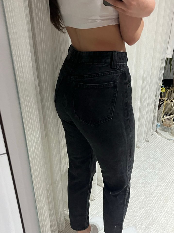 Siyah Midi Boy Dar Kesim Kadın Kot Pantolon - Görsel 3