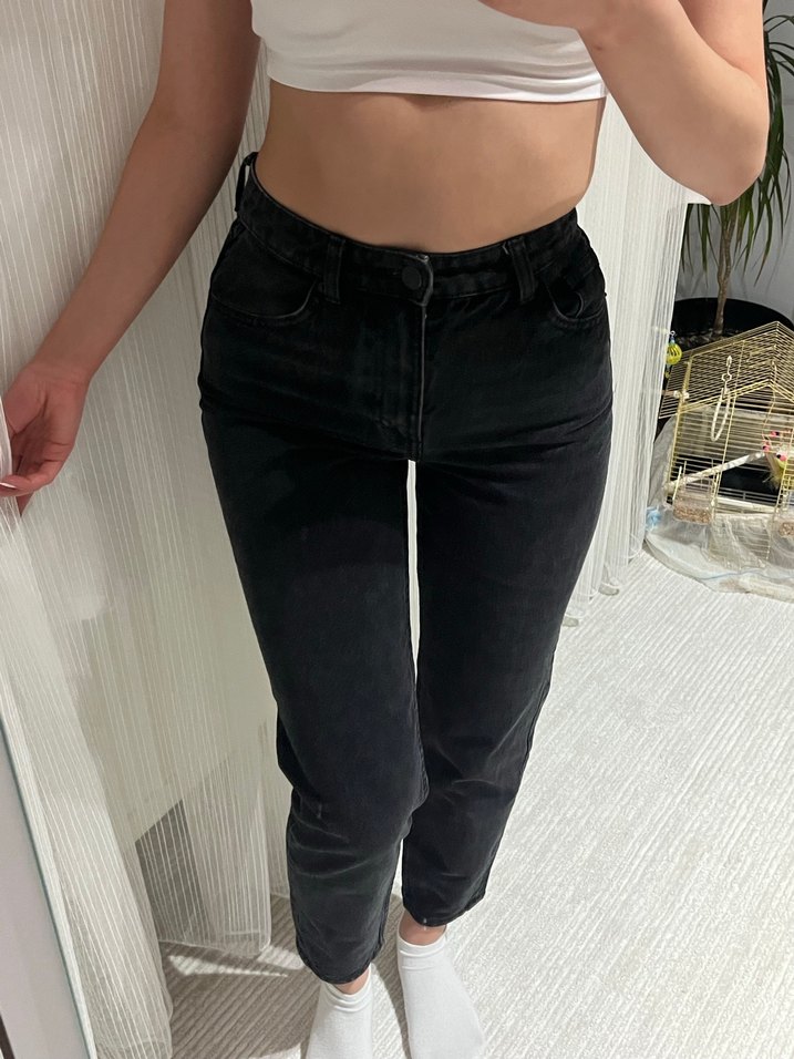 Siyah Midi Boy Dar Kesim Kadın Kot Pantolon - Görsel 2