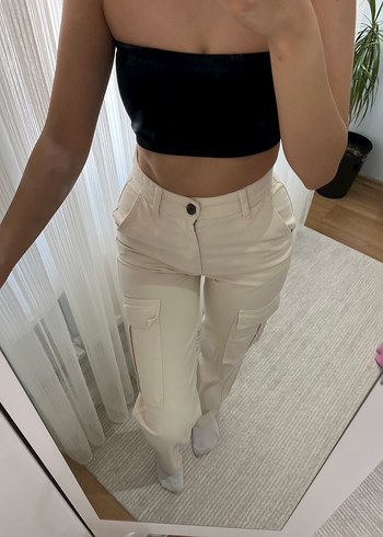 Stradivarius Bej krem Kadın kargo Pantolon - Görsel 2