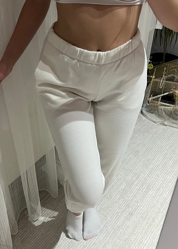 Beyaz Rahat Kesim Kadın Eşofman Altı - Görsel 2
