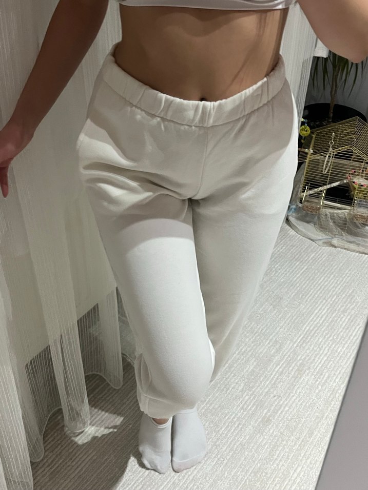 Beyaz Rahat Kesim Kadın Eşofman Altı - Görsel 2