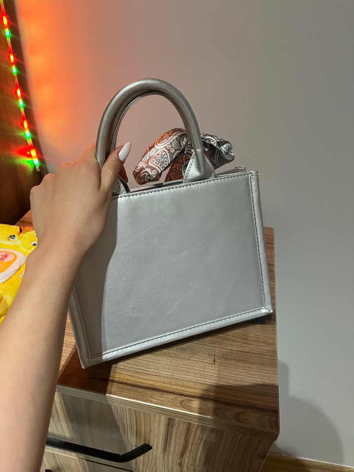 Gri Desenli Deri Bohem Kadın Çanta - Görsel 2