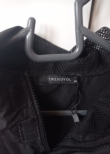 Siyah Paraşüt Kumaş Kanguru Cepli Spor Rüzgarlık XS beden - Görsel 6