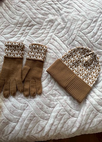 Michael Kors Vizon/Krem  Örgü Kadın Eldiven Atkı Bere - Görsel 4