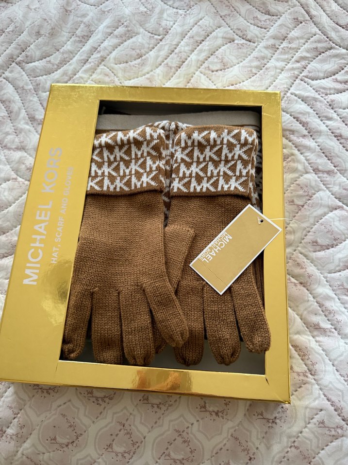 Michael Kors Vizon/Krem  Örgü Kadın Eldiven Atkı Bere - Görsel 2