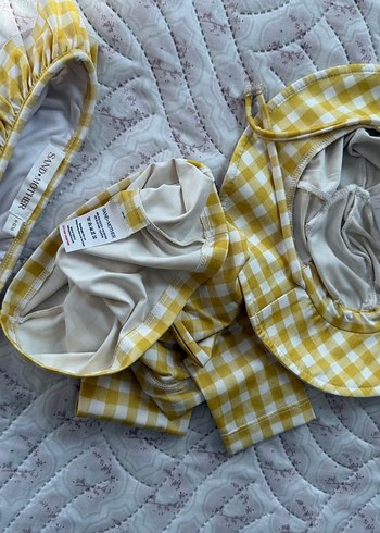 SAND.MOTHER marka 6-12 ay sarı Kareli Fırfırlı kız Bebek mayosu - Görsel 5