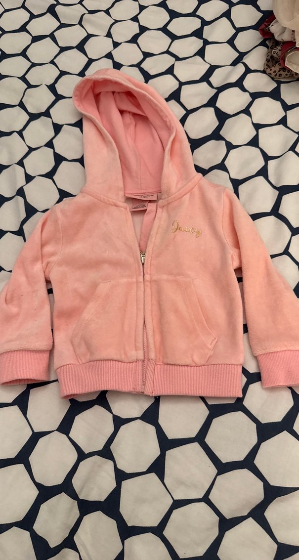 Juicy Couture /Kız Bebek Pembe Fermuarlı İkili eşofman takımı - Görsel 3