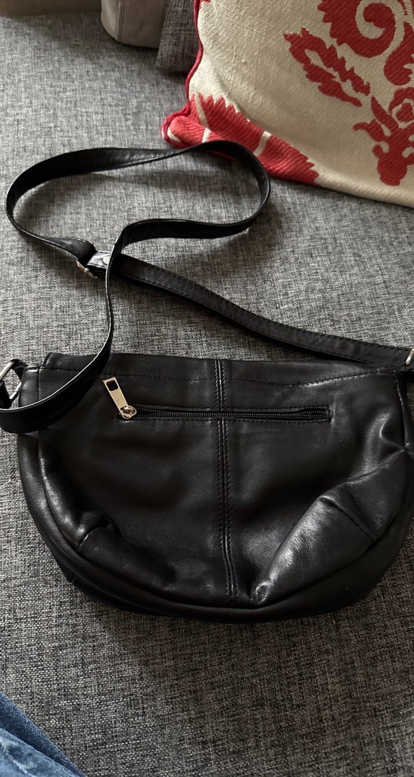 Siyah Deri  Kadın Çantası ayarlanabilir uzun saplı - Görsel 2