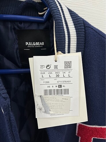 m Beden lacivert Renk PULL&BEAR ORİJİNAL KOLEJ CEKET/MONT