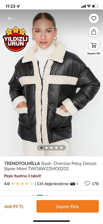 Trendyol peluş detaylı şişme mont