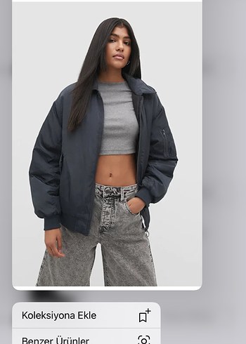 Gri Oversize Denim Ceket stradivarius