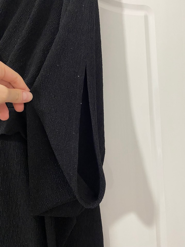 Siyah Drapeli Uzun Abiye Elbise - Görsel 4