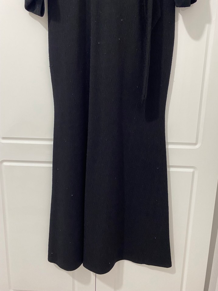 Siyah Drapeli Uzun Abiye Elbise - Görsel 2