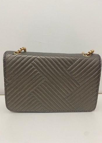 BEYMEN Zincir Detaylı Gri Deri Çanta - Görsel 3