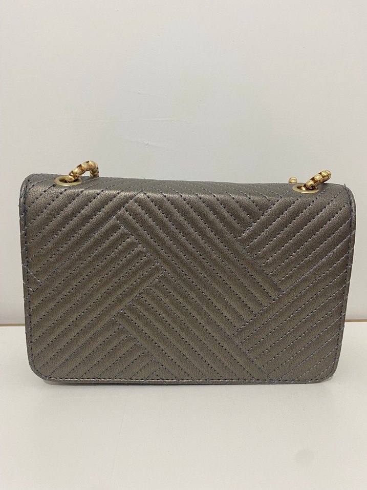 BEYMEN Zincir Detaylı Gri Deri Çanta - Görsel 3