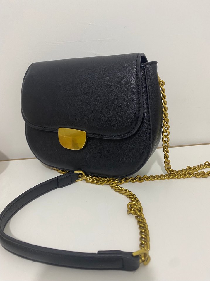 Zincir Detaylı Siyah Deri Kadın Çanta - Görsel 2