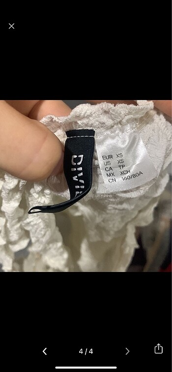 xs Beden beyaz Renk H&M tek omuz üst