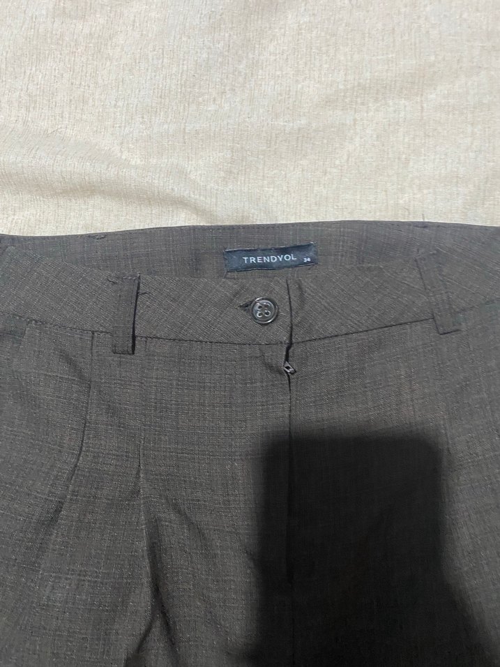 Keten Pilili Kadın Kumaş Pantolon - Görsel 2