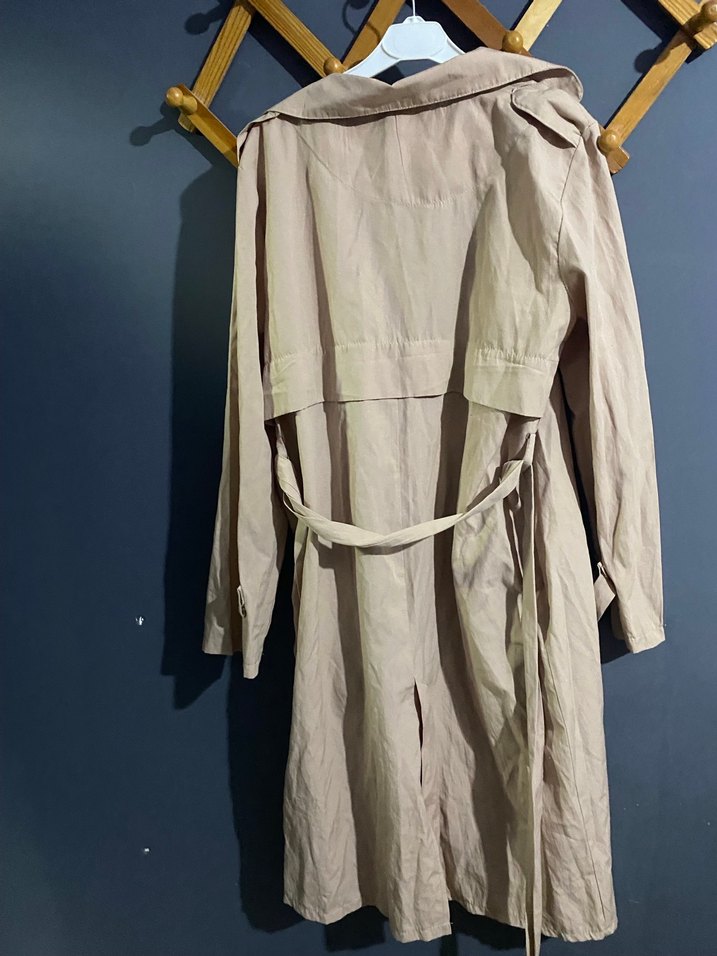 Bej Uzun Kadın Trençkot - Görsel 2