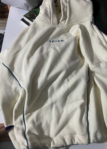 Beyaz Oversize Kadın Sweatshirt - Görsel 3