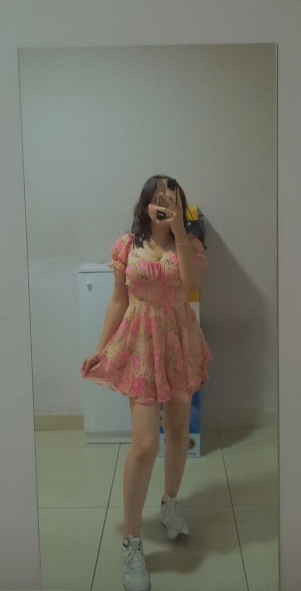 Pembe Şeffaf Midi Elbise, Askılı, Salaş Kesim - Görsel 3