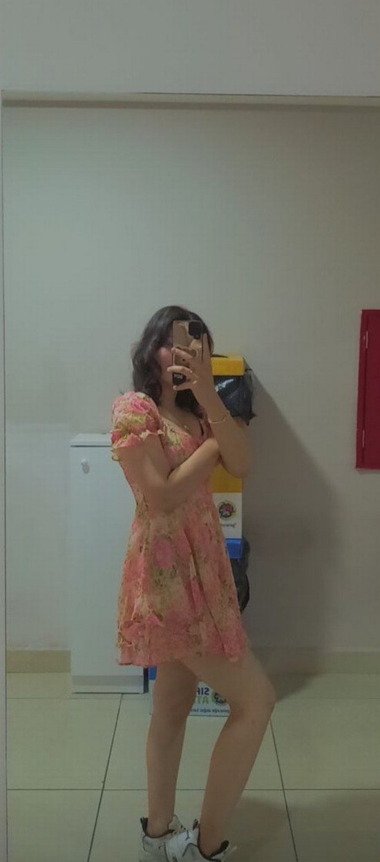 Pembe Şeffaf Midi Elbise, Askılı, Salaş Kesim - Görsel 2