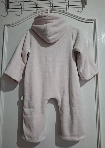 9 Ay Beden pembe Renk Fermuarlı Pembe Bebek Kız Tulum