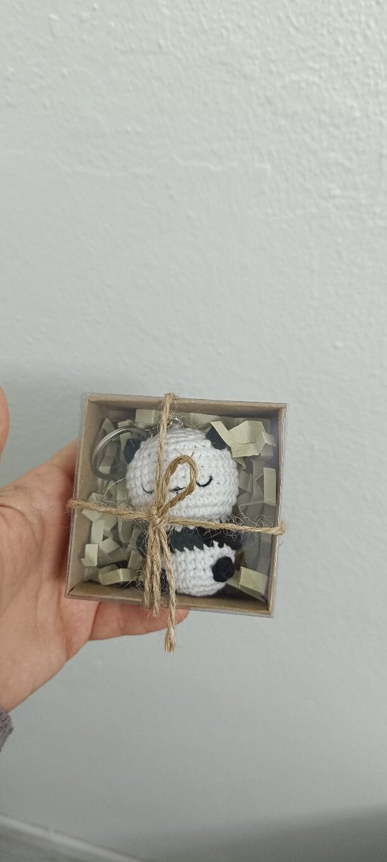 Renkli Örgü Panda Anahtarlık - Görsel 2