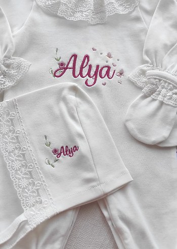 Nakışlı Dantel Detaylı Bebek Hastane Kıyafeti - Görsel 8