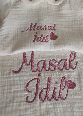Beden İsme Özel Nakışlı Müslin Seti